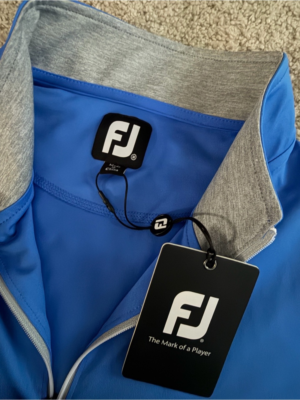NWT FootJoy Royal Blue and Gray Performance Quarter-Zip Men’s Medium - Picture 3 of 4